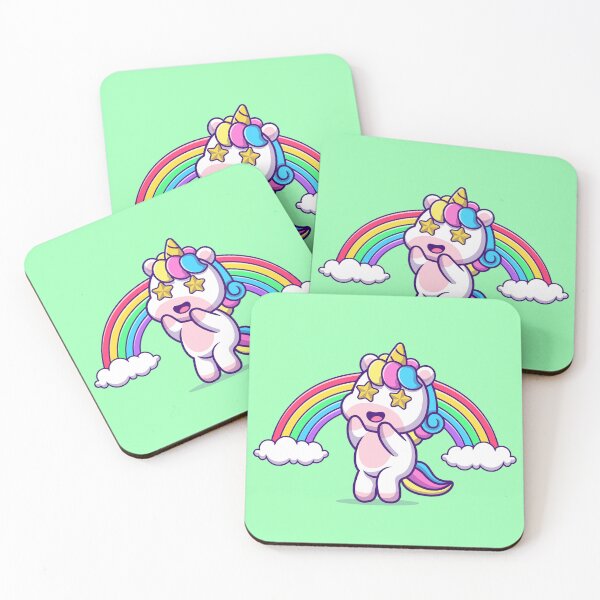 Item preview, Unicorn's Rainbow Delight: Cute Unicorn Amazed with Rainbow Cartoon Vector Icon Illustration designed and sold by hjian8219.