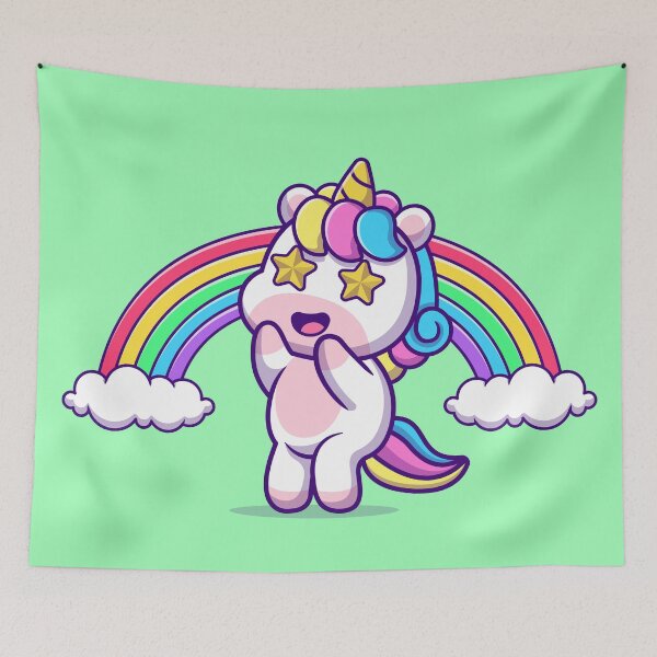 Item preview, Unicorn's Rainbow Delight: Cute Unicorn Amazed with Rainbow Cartoon Vector Icon Illustration designed and sold by hjian8219.