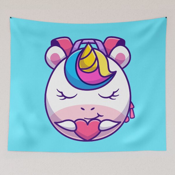 Item preview, Unicorn's Heartfelt Treasure: Cute Unicorn with Love Heart Bag Cartoon Vector Icon Illustration designed and sold by hjian8219.