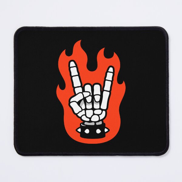 Item preview, Cartoon Heavy Metal skeleton hand on fire designed and sold by irmirx.