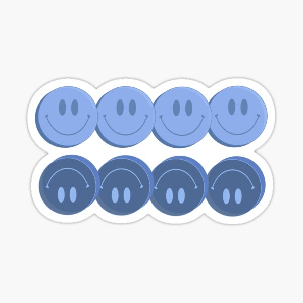 Blue Happy Face Sticker