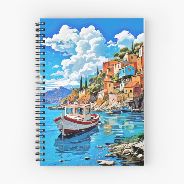 Item preview, Assos (Asos) Village, Greece. Boat in Mediterranean sea. designed and sold by iguananick.
