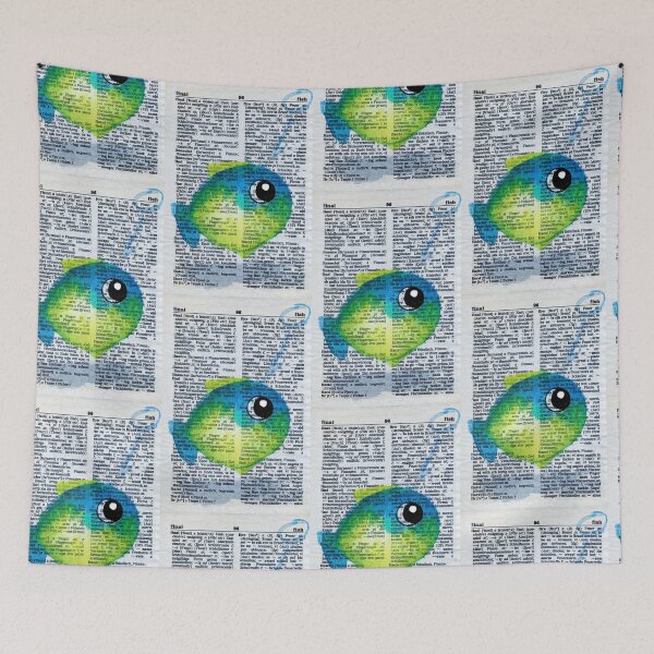 Item preview, Cute fish watercolour painting designed and sold by Funsize-Art.