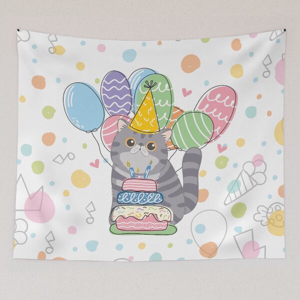 Item preview, Lilac Tabby Exotic Shorthair Persian Cat Birthday Party designed and sold by lulululupaint.
