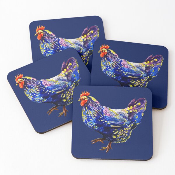 Item preview, Funky Painted Chicken Blue and Yellow designed and sold by ToadsWorkshop.