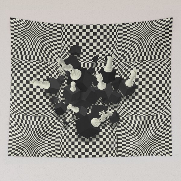 Item preview, Chessboard and 3D Chess Pieces composition designed and sold by k9printart.