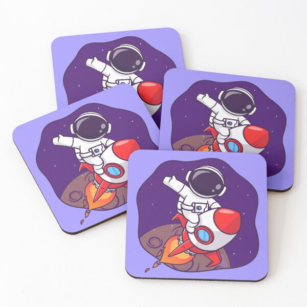 Item preview, Cosmic Salute: Cute Astronaut Riding Rocket, Waving Hand in Space Cartoon Vector Icon Illustration designed and sold by hjian8219.