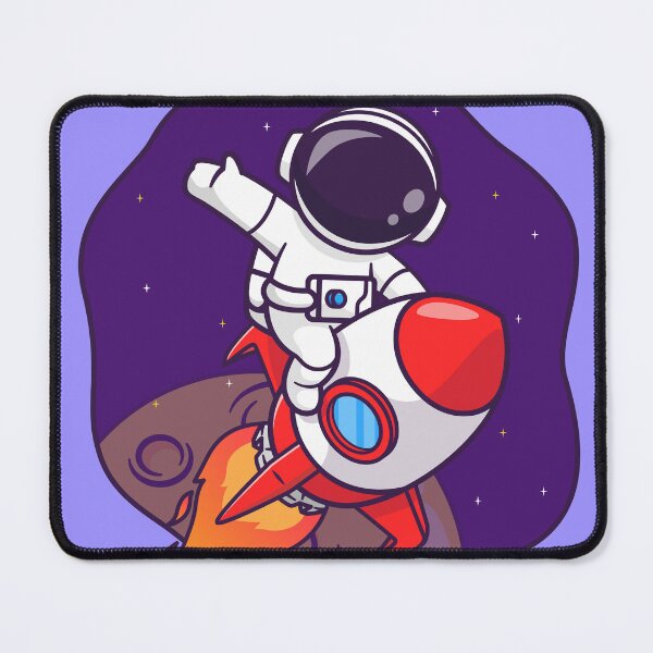 Item preview, Cosmic Salute: Cute Astronaut Riding Rocket, Waving Hand in Space Cartoon Vector Icon Illustration designed and sold by hjian8219.