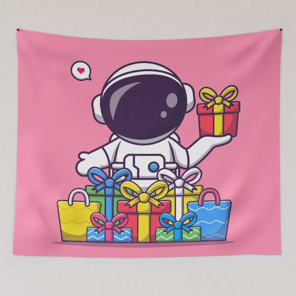 Item preview, Cosmic Surprise: Cute Astronaut Holding Gift Box Cartoon Vector Icon Illustration designed and sold by hjian8219.