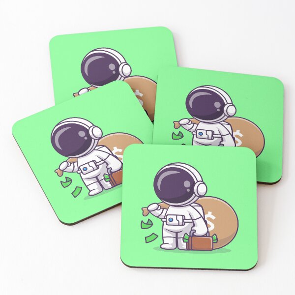 Item preview, Cosmic Prosperity: Cute Astronaut with Money Bag and Suitcase Cartoon Vector Icon Illustration designed and sold by hjian8219.