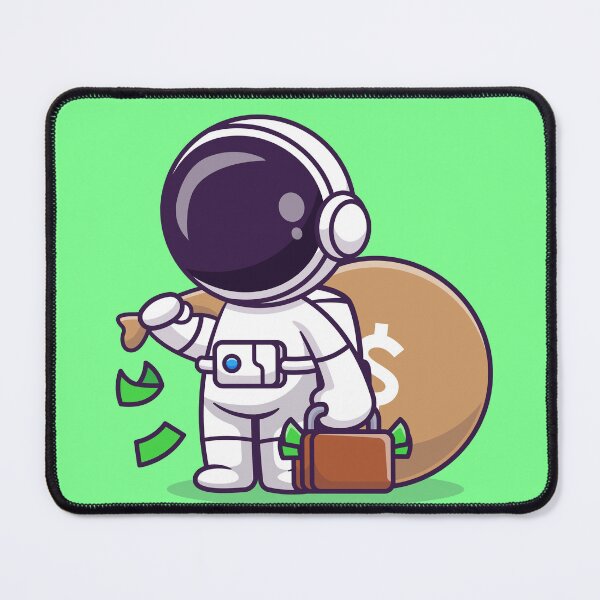 Item preview, Cosmic Prosperity: Cute Astronaut with Money Bag and Suitcase Cartoon Vector Icon Illustration designed and sold by hjian8219.