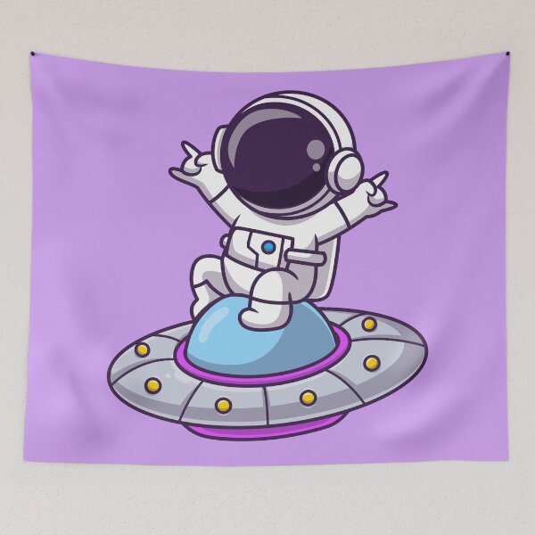 Item preview, UFO Co-Pilot: Cute Astronaut Sitting on UFO Cartoon Vector Icon Illustration designed and sold by hjian8219.