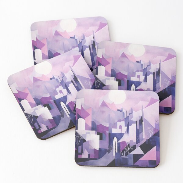 Item preview, Fragmented Abstract Landscape in Shades of Purple, Grey, and White designed and sold by PaintbrushPlace.