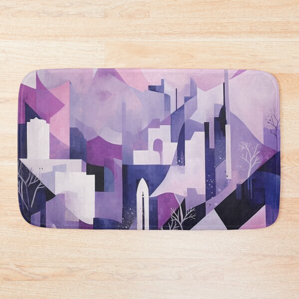 Item preview, Fragmented Abstract Landscape in Shades of Purple, Grey, and White designed and sold by PaintbrushPlace.