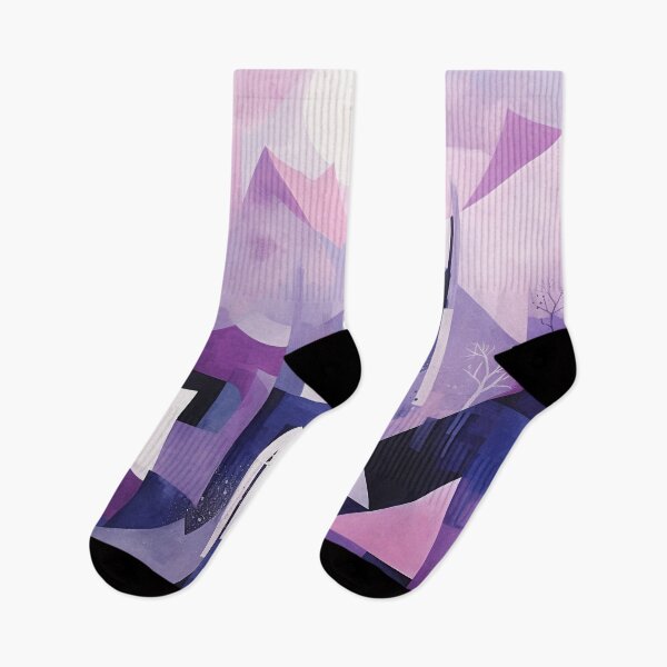 Item preview, Fragmented Abstract Landscape in Shades of Purple, Grey, and White designed and sold by PaintbrushPlace.