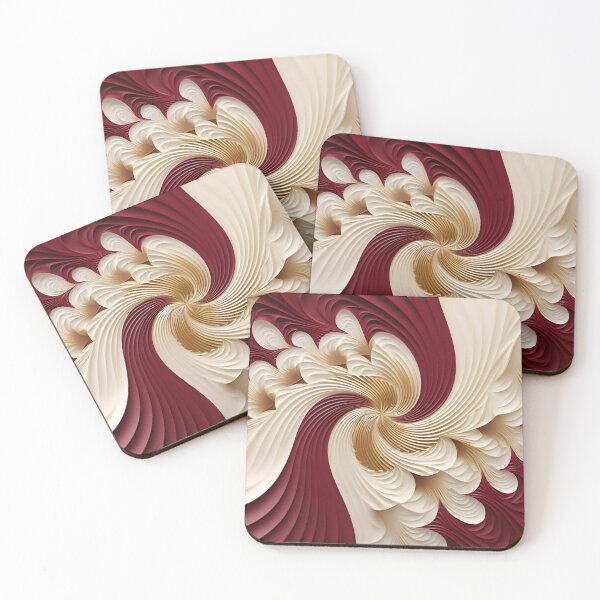 Item preview, Optical Illusion Spirals in Gold and Burgundy with Pearl White Accents designed and sold by PaintbrushPlace.
