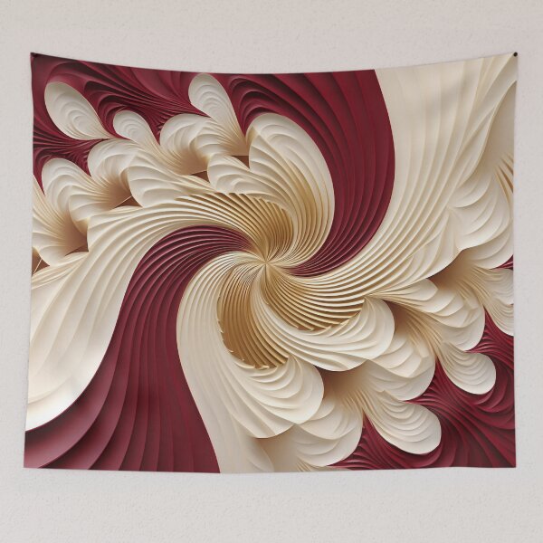 Item preview, Optical Illusion Spirals in Gold and Burgundy with Pearl White Accents designed and sold by PaintbrushPlace.