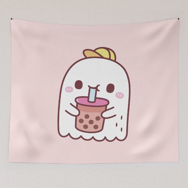 Item preview, Cute Ghost Drinking Boba Tea designed and sold by rustydoodle.