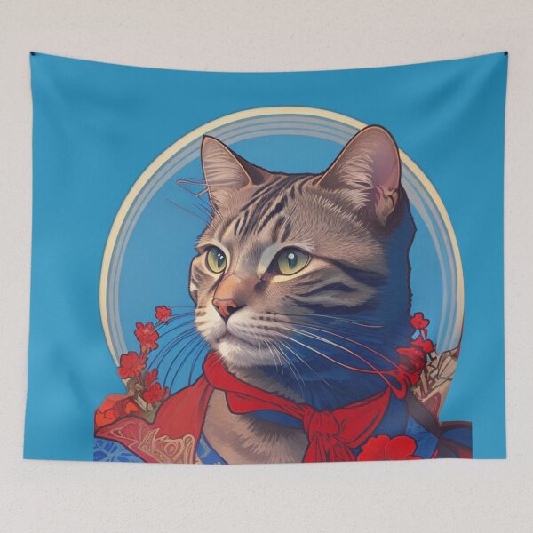 Item preview, Cat in red and blue designed and sold by Glamalt.