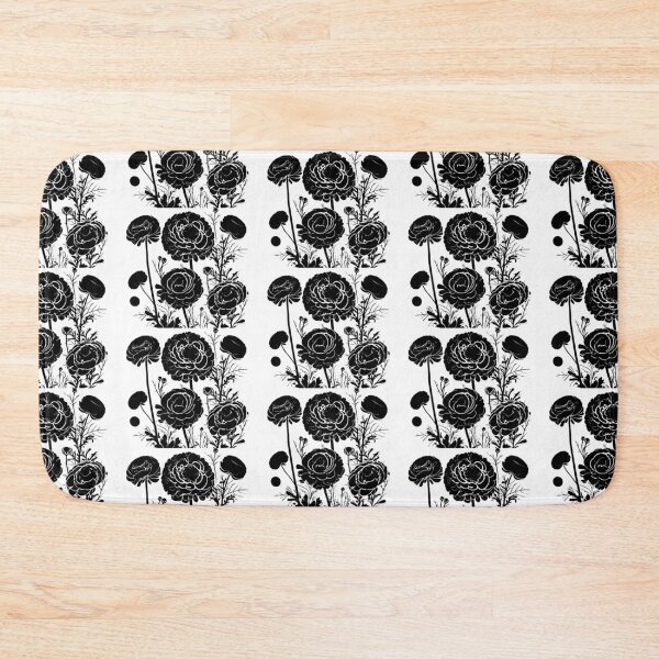 Item preview, Ranunculus Flower Black and White leaves silhouette on White background 7 designed and sold by ArmBaoStock.