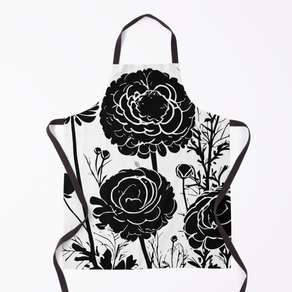 Item preview, Ranunculus Flower Black and White leaves silhouette on White background 7 designed and sold by ArmBaoStock.