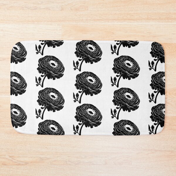 Item preview, Ranunculus Flower Black and White leaves silhouette on White background 8 designed and sold by ArmBaoStock.