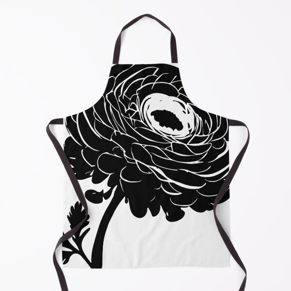 Item preview, Ranunculus Flower Black and White leaves silhouette on White background 8 designed and sold by ArmBaoStock.