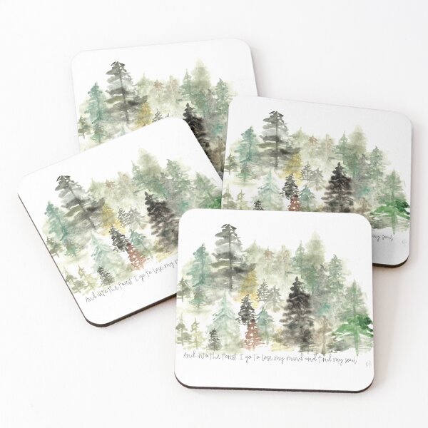 Item preview, Watercolor Forest Trees Green with Quote 1 designed and sold by Khardgrove.