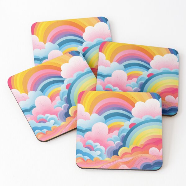 Item preview, Vibrant Rainbow and Cloud Pattern with Neon Colors for Lively Atmosphere designed and sold by PaintbrushPlace.