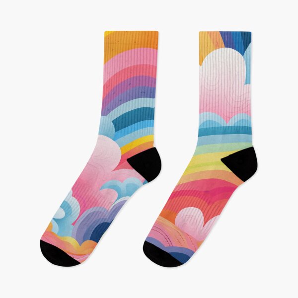 Item preview, Vibrant Rainbow and Cloud Pattern with Neon Colors for Lively Atmosphere designed and sold by PaintbrushPlace.