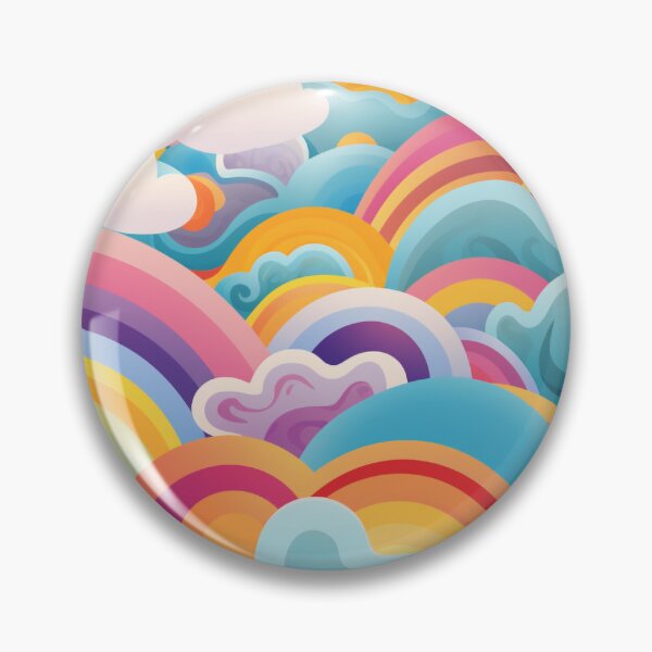 Item preview, Neon Rainbow and Cloud Circle Pattern for Bright, Happy Spaces designed and sold by PaintbrushPlace.