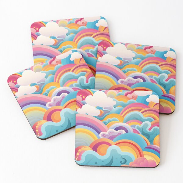 Item preview, Neon Rainbow and Cloud Circle Pattern for Bright, Happy Spaces designed and sold by PaintbrushPlace.