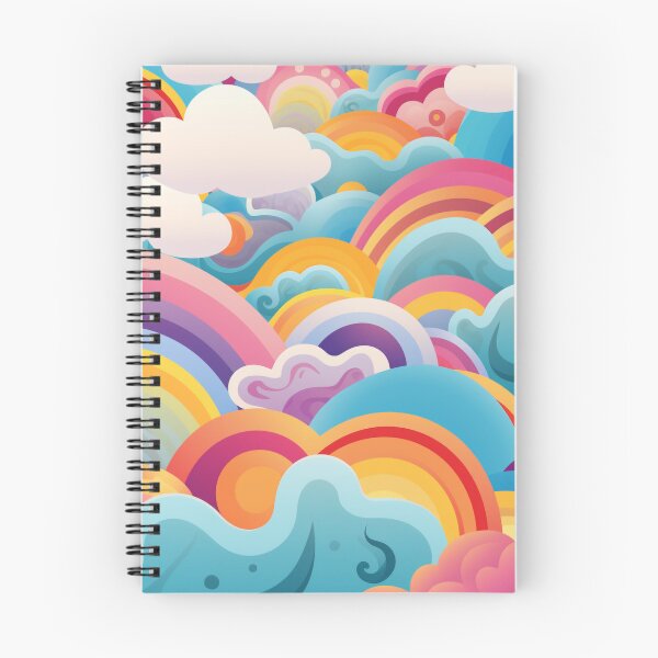 Item preview, Neon Rainbow and Cloud Circle Pattern for Bright, Happy Spaces designed and sold by PaintbrushPlace.