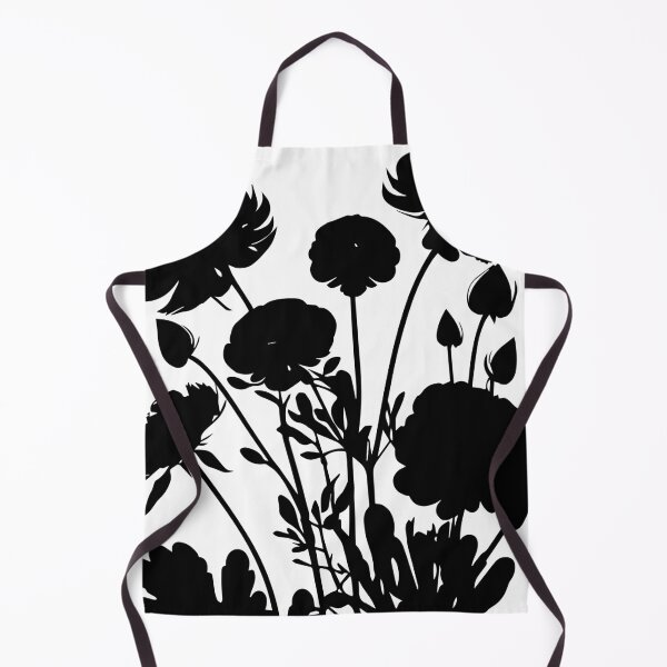 Item preview, Ranunculus Flower Black and White leaves silhouette on White background 10 designed and sold by ArmBaoStock.