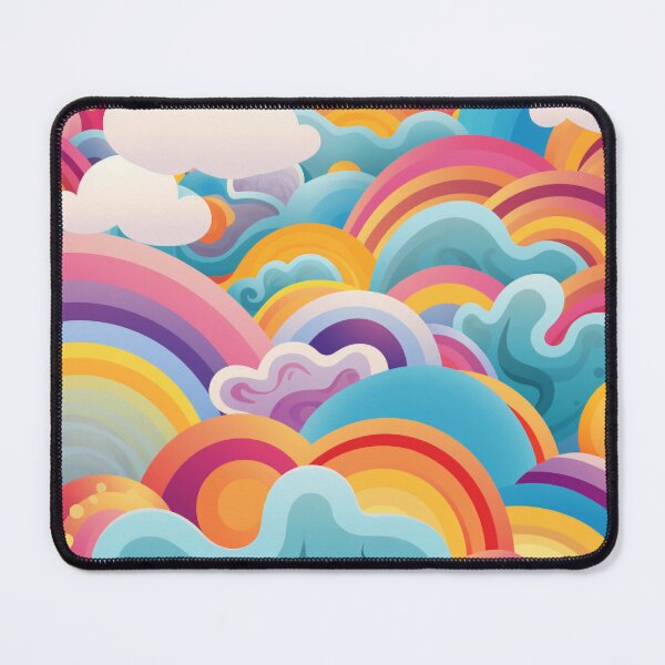 Item preview, Neon Rainbow and Cloud Circle Pattern for Bright, Happy Spaces designed and sold by PaintbrushPlace.