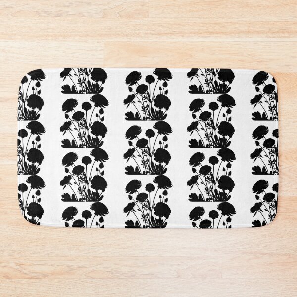 Item preview, Ranunculus Flower Black and White leaves silhouette on White background 10 designed and sold by ArmBaoStock.