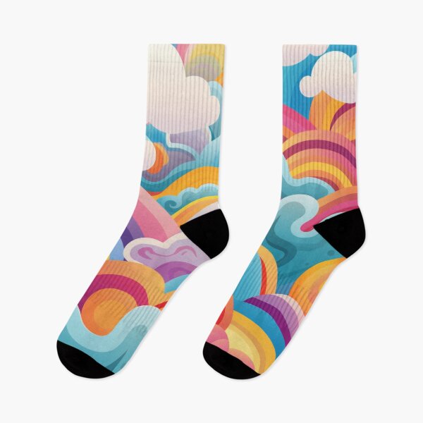 Item preview, Neon Rainbow and Cloud Circle Pattern for Bright, Happy Spaces designed and sold by PaintbrushPlace.
