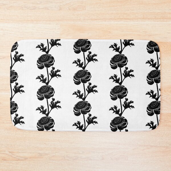 Item preview, Ranunculus Flower Black and White leaves silhouette on White background 11 designed and sold by ArmBaoStock.