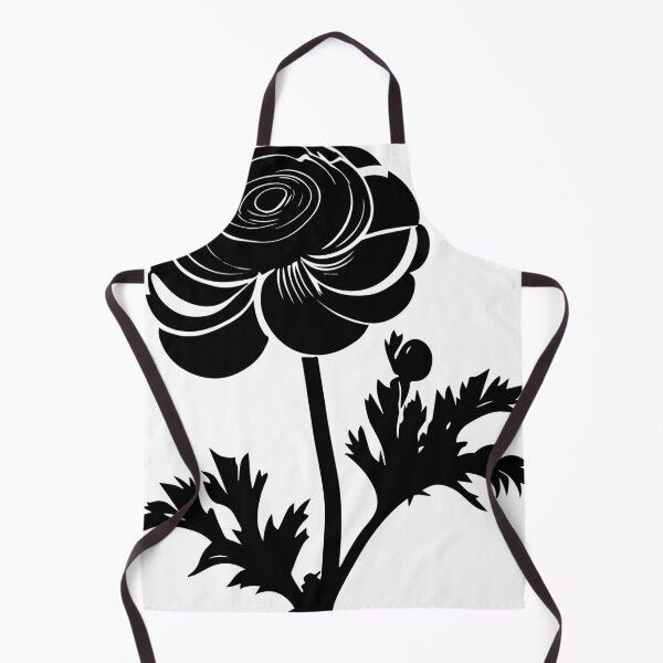 Item preview, Ranunculus Flower Black and White leaves silhouette on White background 11 designed and sold by ArmBaoStock.
