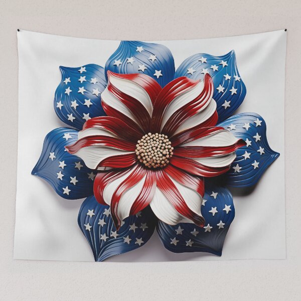 Item preview, American flag flower overlay print designed and sold by dcrc.