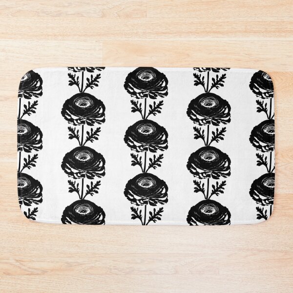 Item preview, Ranunculus Flower Black and White leaves silhouette on White background 13 designed and sold by ArmBaoStock.