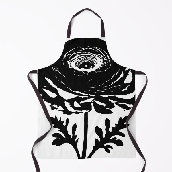 Item preview, Ranunculus Flower Black and White leaves silhouette on White background 13 designed and sold by ArmBaoStock.