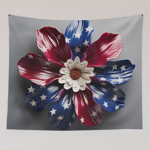 Item preview, american flag flower overlay print designed and sold by dcrc.
