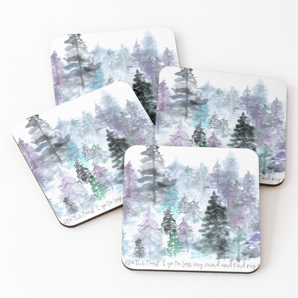 Item preview, Watercolor Forest Trees Blue Quote 1 designed and sold by Khardgrove.
