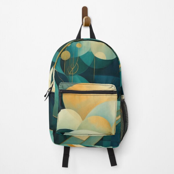Item preview, Abstract Landscape in Teal, Gold, and Cream - Modern Artistic Decor designed and sold by PaintbrushPlace.