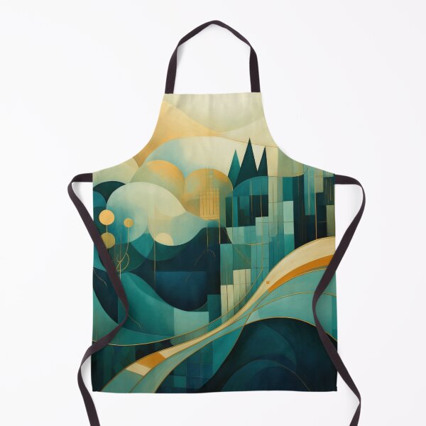 Item preview, Abstract Landscape in Teal, Gold, and Cream - Modern Artistic Decor designed and sold by PaintbrushPlace.