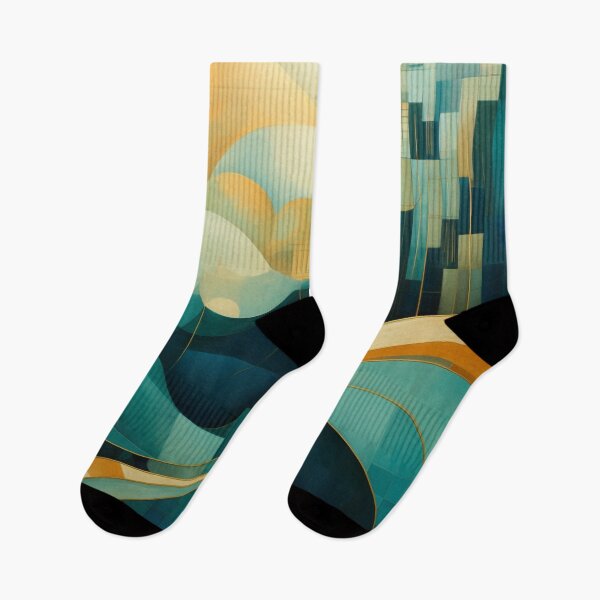 Item preview, Abstract Landscape in Teal, Gold, and Cream - Modern Artistic Decor designed and sold by PaintbrushPlace.