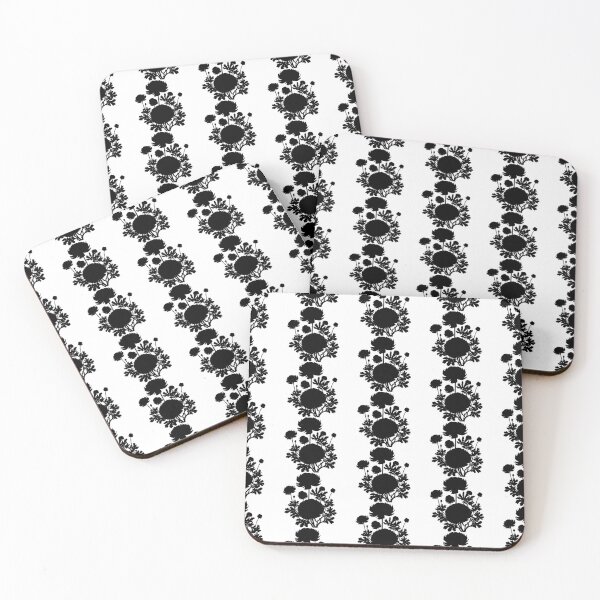 Item preview, Ranunculus Flower Black and White leaves silhouette on White background 15 designed and sold by ArmBaoStock.