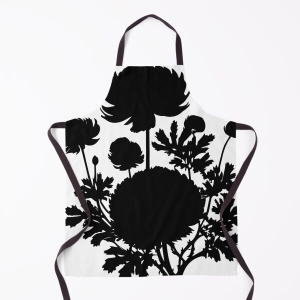 Item preview, Ranunculus Flower Black and White leaves silhouette on White background 15 designed and sold by ArmBaoStock.