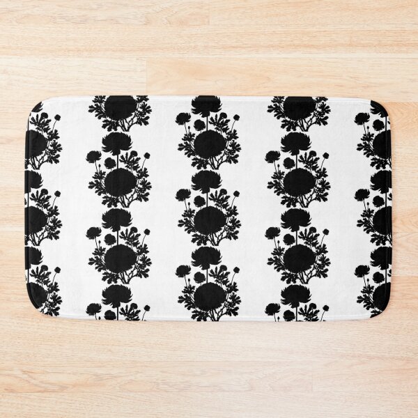 Item preview, Ranunculus Flower Black and White leaves silhouette on White background 15 designed and sold by ArmBaoStock.